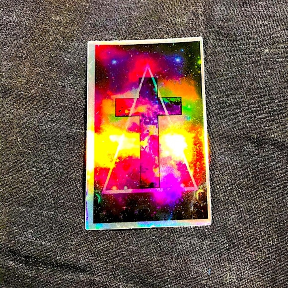 TRINITY CROSS Metallic Prismatic Rainbow Reflective Sticker
